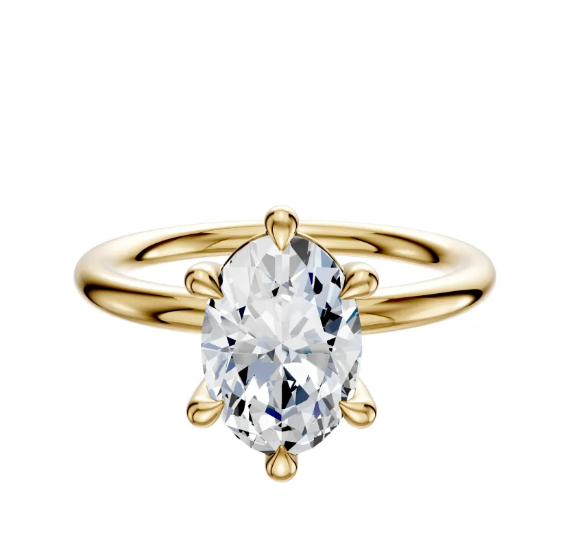 18K Yellow Gold 6 Prong Basket Classic Dome 2.0mm Engagement Ring sold by Promise By Effy