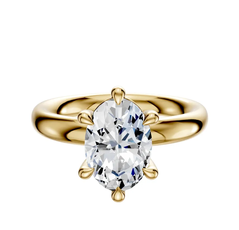 14K Yellow Gold 6 Prong Basket Classic Dome 3.0mm Engagement Ring sold by Promise By Effy