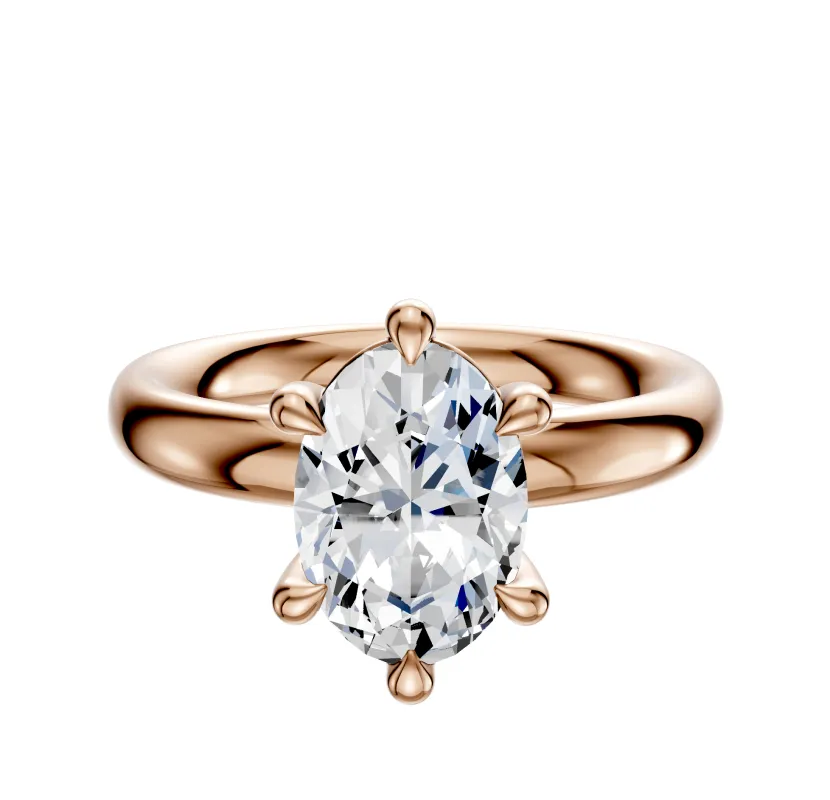 18K Rose Gold 6 Prong Basket Classic Dome 3.0mm Engagement Ring sold by Promise By Effy