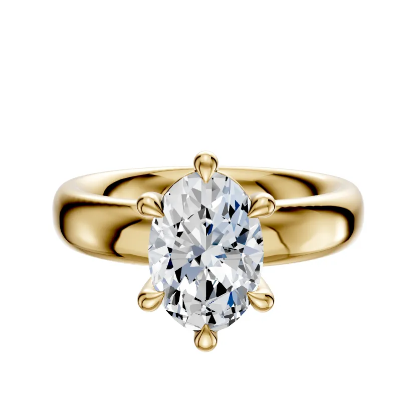 14K Yellow Gold 6 Prong Basket Classic Dome 4.0mm Engagement Ring sold by Promise By Effy