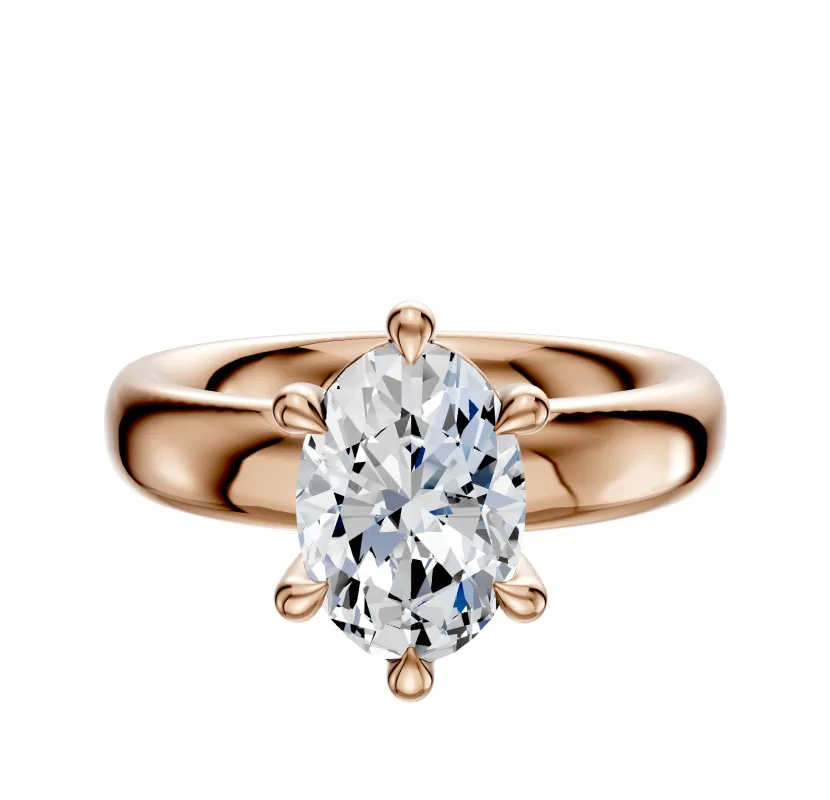 18K Rose Gold 6 Prong Basket Classic Dome 4.0mm Engagement Ring sold by Promise By Effy