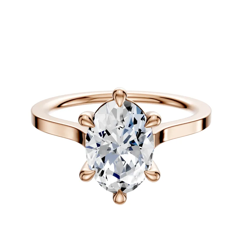 18K Rose Gold 6 Prong Basket Cathedral Flat 1.5mm Engagement Ring sold by Promise By Effy