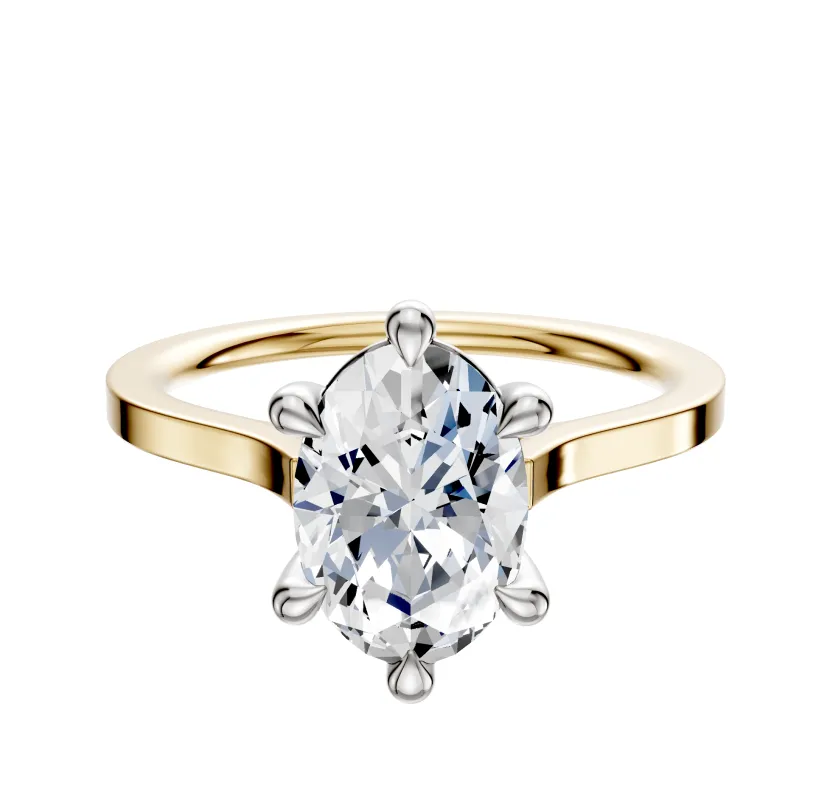 18K Two Tone 6 Prong Basket Cathedral Flat 1.5mm Engagement Ring sold by Promise By Effy