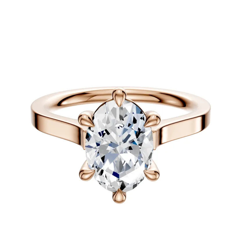 18K Rose Gold 6 Prong Basket Cathedral Flat 2.0mm Engagement Ring sold by Promise By Effy