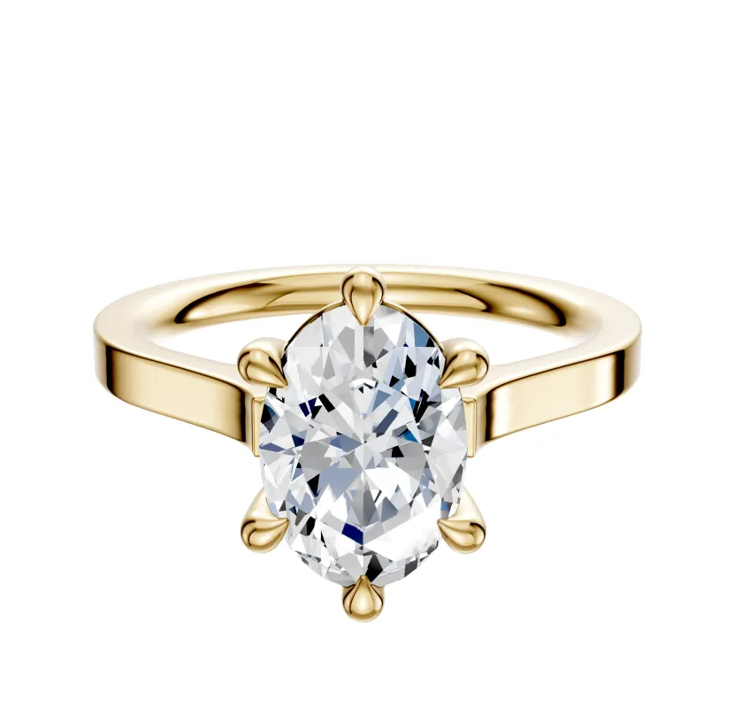18K Yellow Gold 6 Prong Basket Cathedral Flat 2.0mm Engagement Ring sold by Promise By Effy