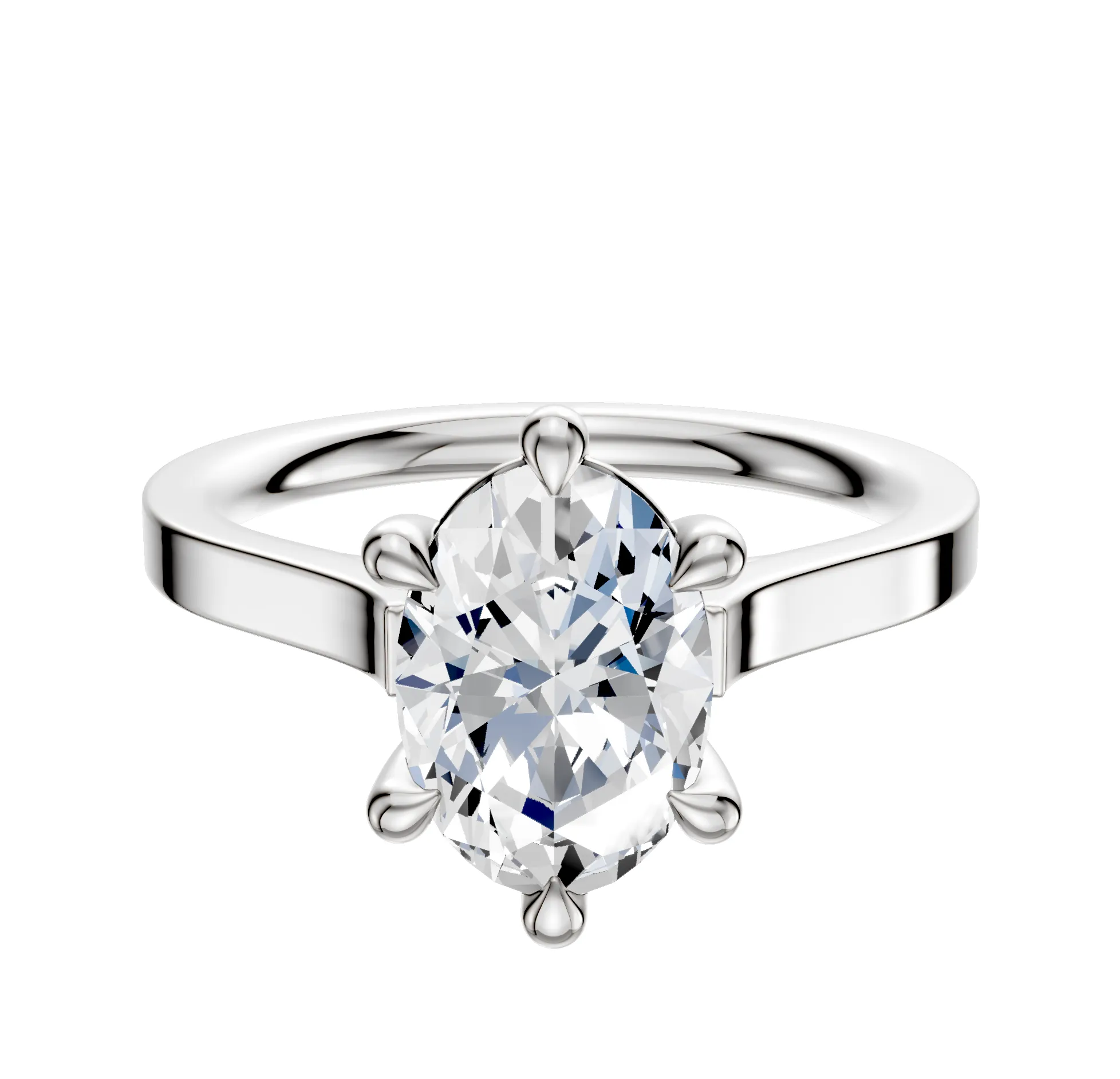 Platinum 6 Prong Basket Cathedral Flat 2.0mm Engagement Ring sold by Promise By Effy