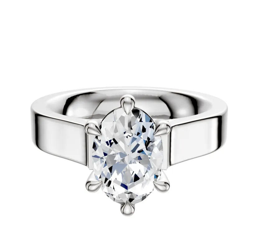 14K White Gold 6 Prong Basket Cathedral Flat 4.0mm Engagement Ring sold by Promise By Effy