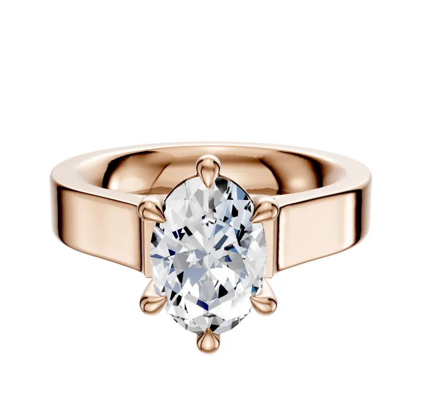 18K Rose Gold 6 Prong Basket Cathedral Flat 4.0mm Engagement Ring sold by Promise By Effy