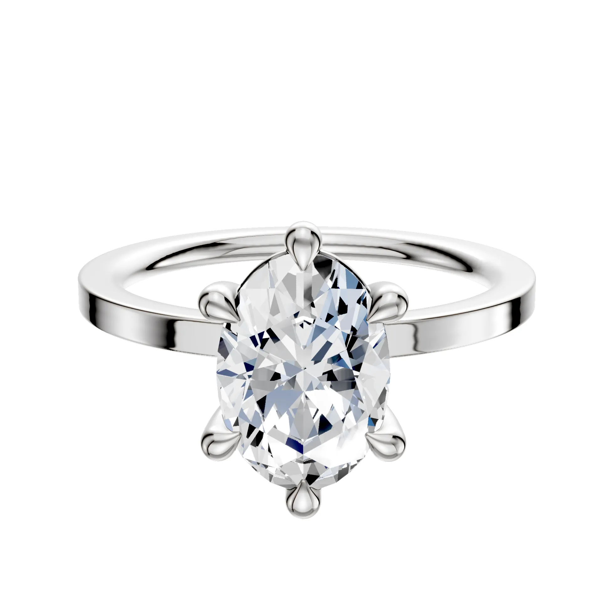 14K White Gold 6 Prong Basket Classic Flat 1.5mm Engagement Ring sold by Promise By Effy