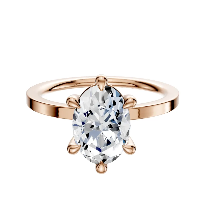 18K Rose Gold 6 Prong Basket Classic Flat 1.5mm Engagement Ring sold by Promise By Effy