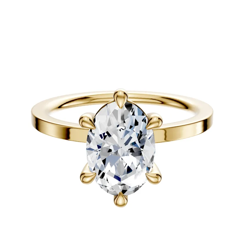 18K Yellow Gold 6 Prong Basket Classic Flat 1.5mm Engagement Ring sold by Promise By Effy