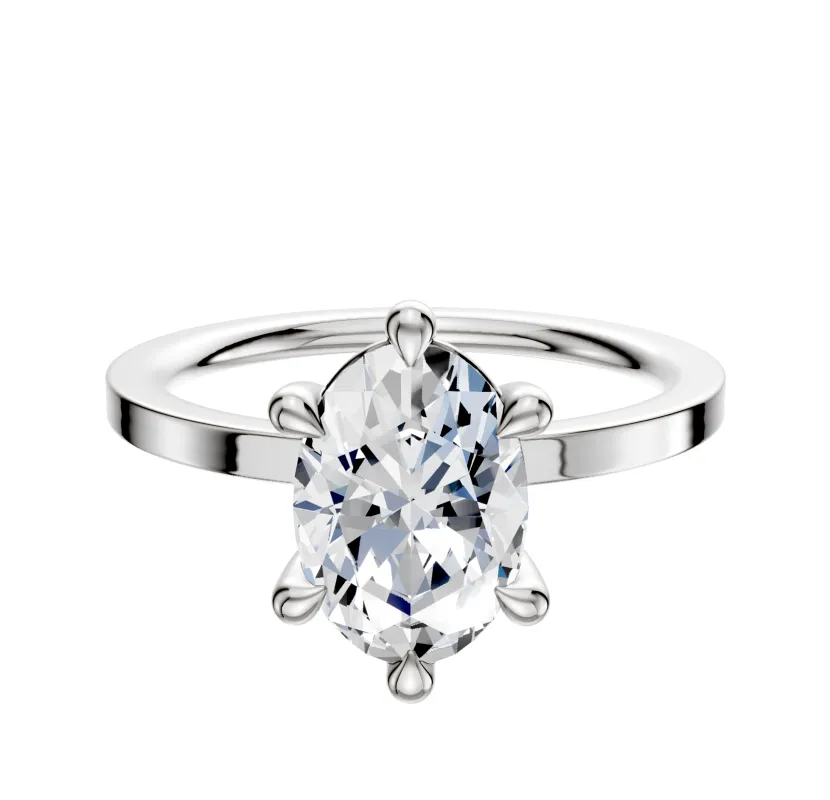 Platinum 6 Prong Basket Classic Flat 1.5mm Engagement Ring sold by Promise By Effy