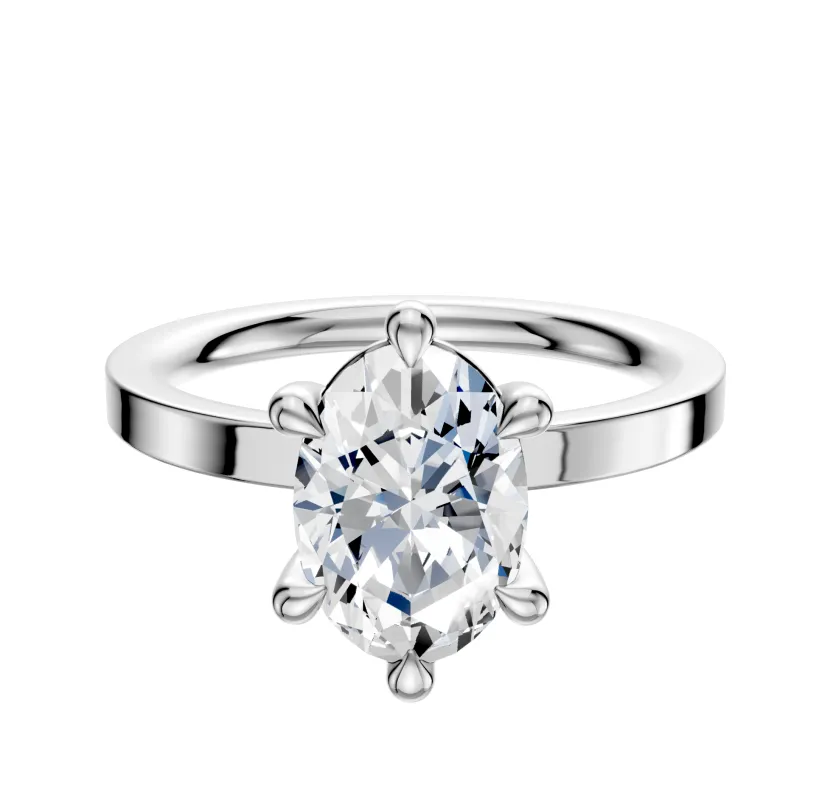 Platinum 6 Prong Basket Classic Flat 2.0mm Engagement Ring sold by Promise By Effy