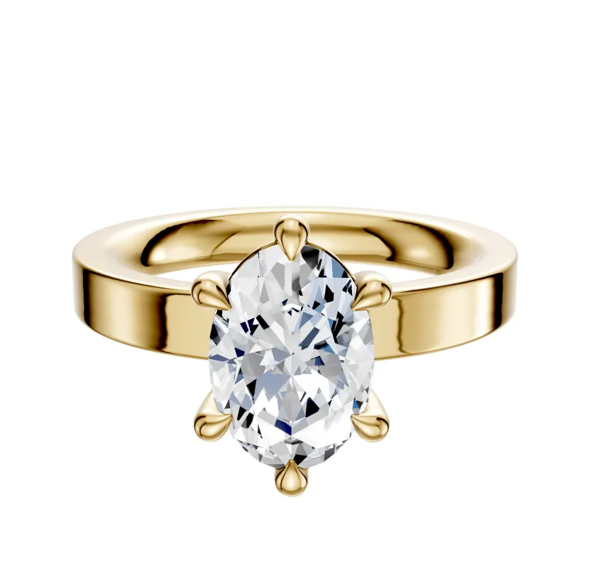 14K Yellow Gold 6 Prong Basket Classic Flat 3.0mm Engagement Ring sold by Promise By Effy