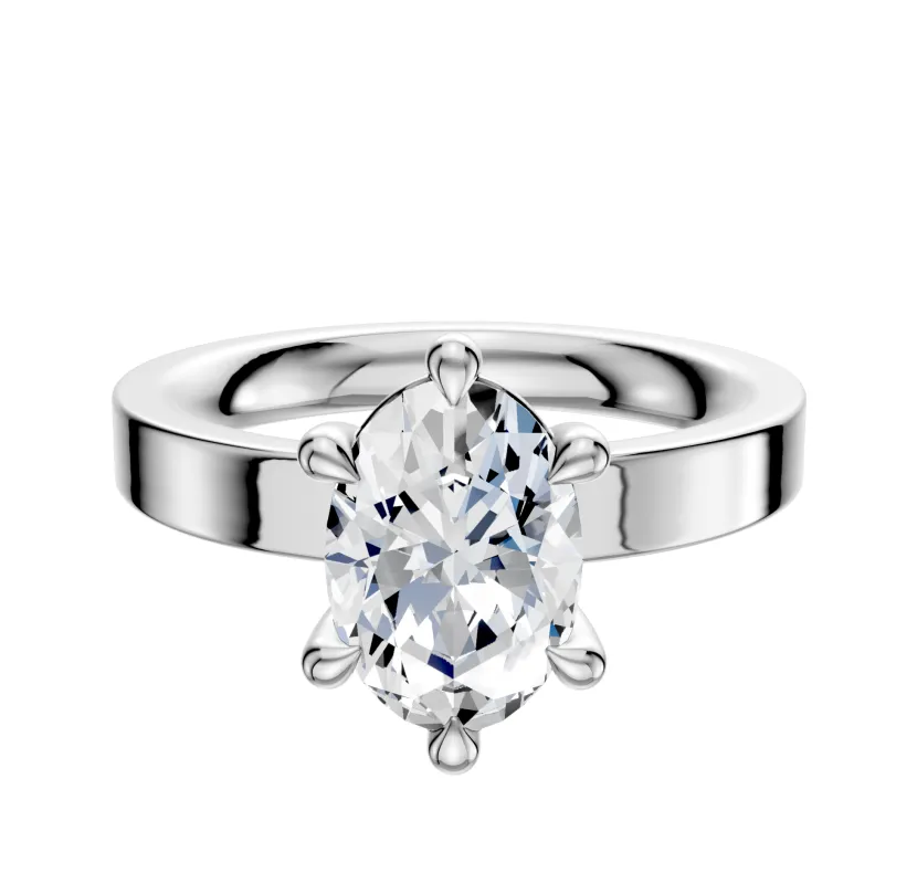18K White Gold 6 Prong Basket Classic Flat 3.0mm Engagement Ring sold by Promise By Effy