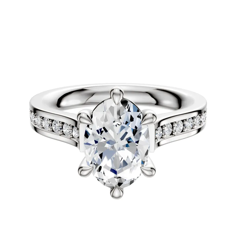 Platinum 6 Prong Basket Cathedral Flat 1-Row-Pave 2.5mm Engagement Ring sold by Promise By Effy