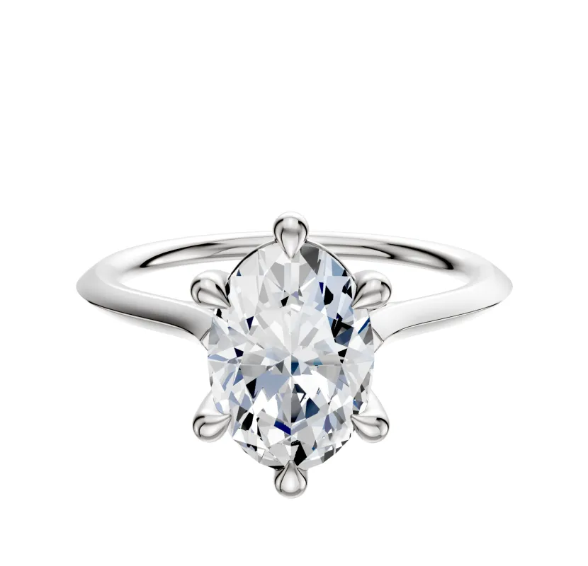 14K White Gold 6 Prong Basket Cathedral Knife Edge 1.5mm Engagement Ring sold by Promise By Effy