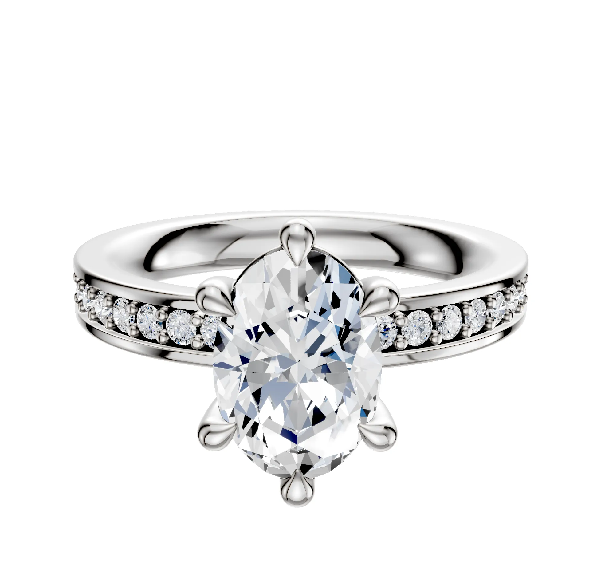 Platinum 6 Prong Basket Classic Flat 1-Row-Pave 2.5mm Engagement Ring sold by Promise By Effy