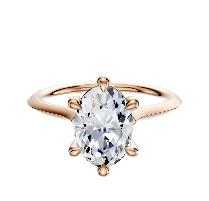 18K Rose Gold 6 Prong Basket Cathedral Knife Edge 1.5mm Engagement Ring sold by Promise By Effy