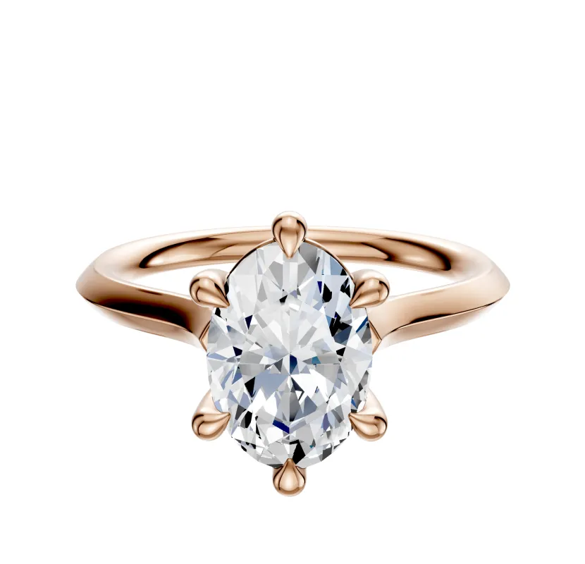 14K Rose Gold 6 Prong Basket Cathedral Knife Edge 2.0mm Engagement Ring sold by Promise By Effy