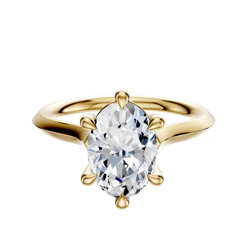 18K Yellow Gold 6 Prong Basket Cathedral Knife Edge 2.0mm Engagement Ring sold by Promise By Effy