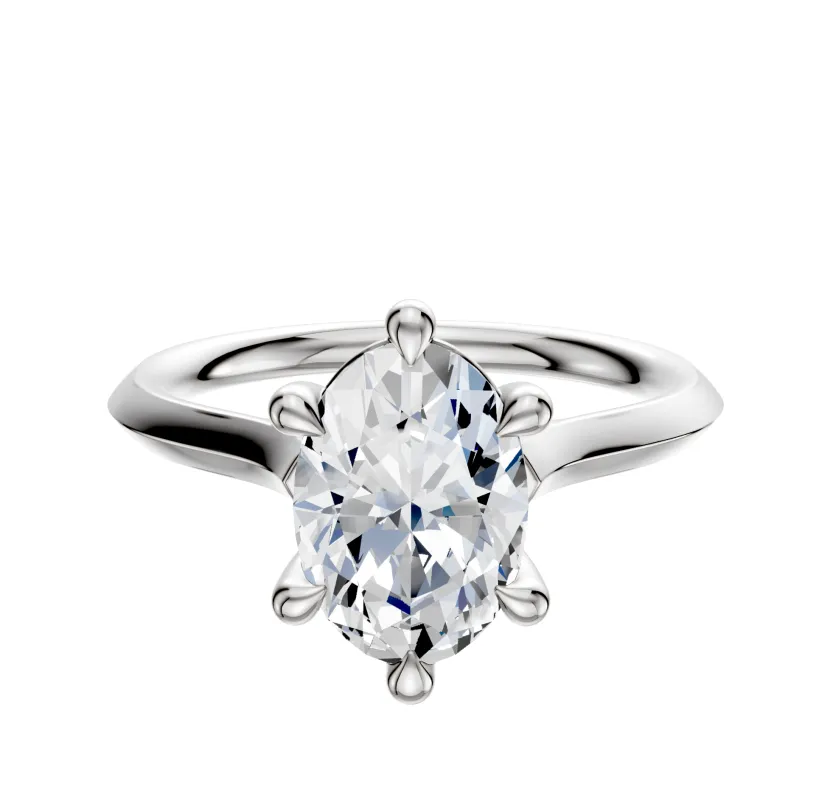 18K White Gold 6 Prong Basket Cathedral Knife Edge 2.0mm Engagement Ring sold by Promise By Effy