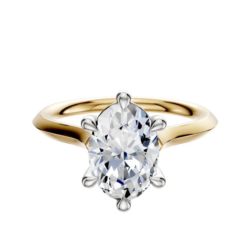 14K Two Tone 6 Prong Basket Cathedral Knife Edge 2.0mm Engagement Ring sold by Promise By Effy