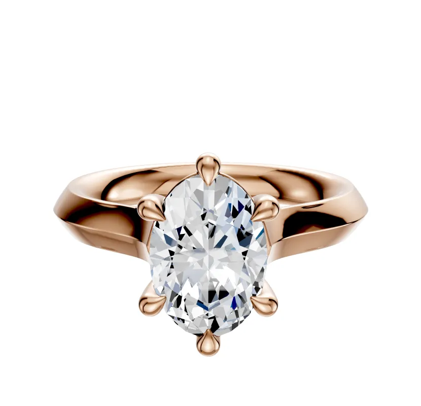 14K Rose Gold 6 Prong Basket Cathedral Knife Edge 3.0mm Engagement Ring sold by Promise By Effy