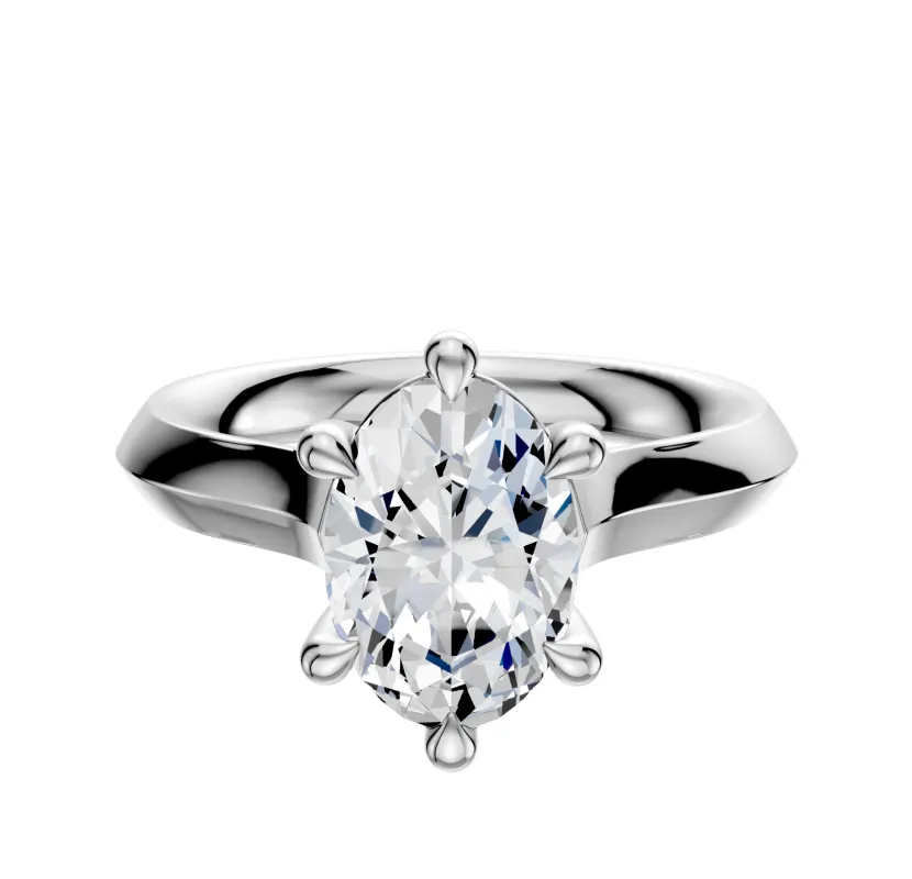 18K White Gold 6 Prong Basket Cathedral Knife Edge 3.0mm Engagement Ring sold by Promise By Effy