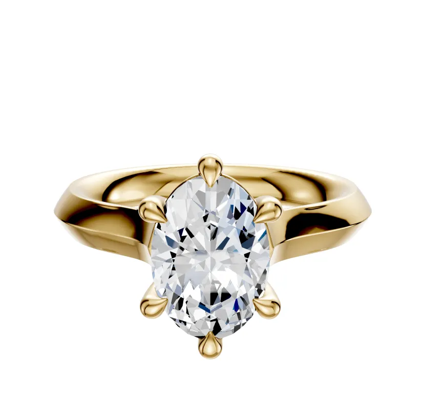 18K Yellow Gold 6 Prong Basket Cathedral Knife Edge 3.0mm Engagement Ring sold by Promise By Effy