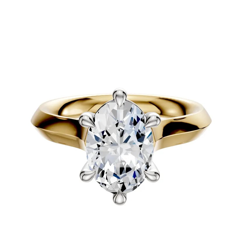 18K Two Tone 6 Prong Basket Cathedral Knife Edge 3.0mm Engagement Ring sold by Promise By Effy