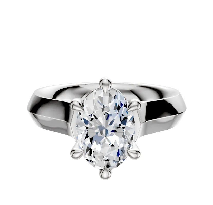 18K White Gold 6 Prong Basket Cathedral Knife Edge 4.0mm Engagement Ring sold by Promise By Effy