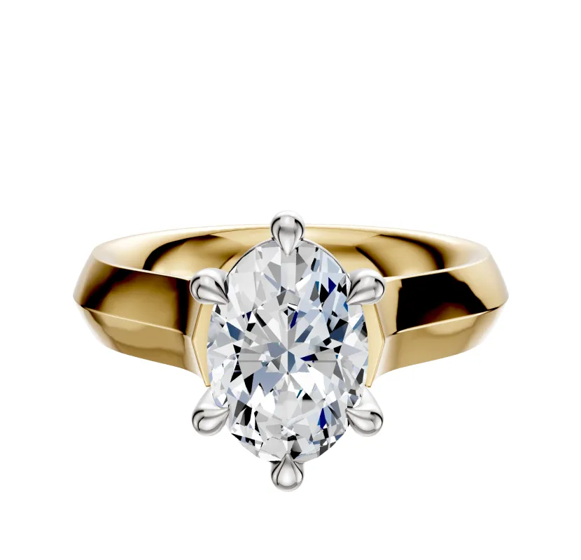 18K Two Tone 6 Prong Basket Cathedral Knife Edge 4.0mm Engagement Ring sold by Promise By Effy