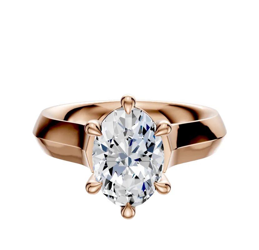 18K Rose Gold 6 Prong Basket Cathedral Knife Edge 4.0mm Engagement Ring sold by Promise By Effy