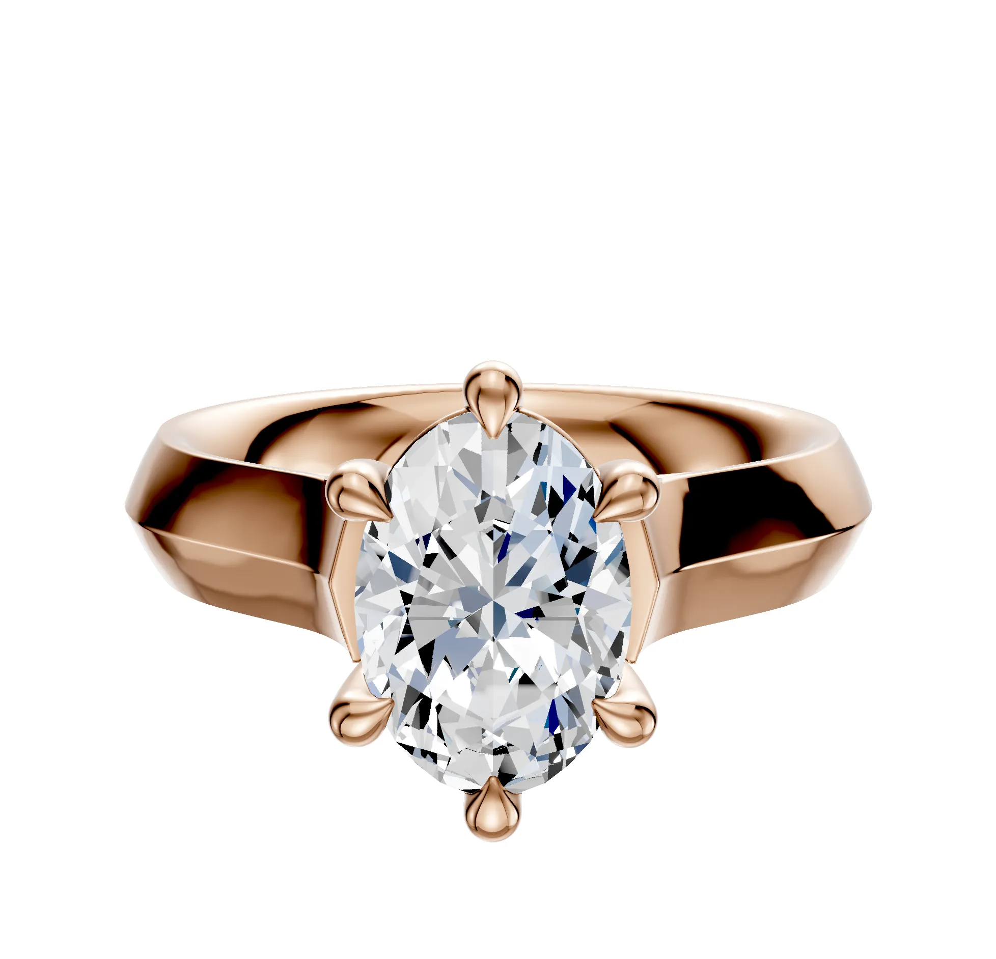 18K Rose Gold 6 Prong Basket Cathedral Knife Edge 4.0mm Engagement Ring sold by Promise By Effy