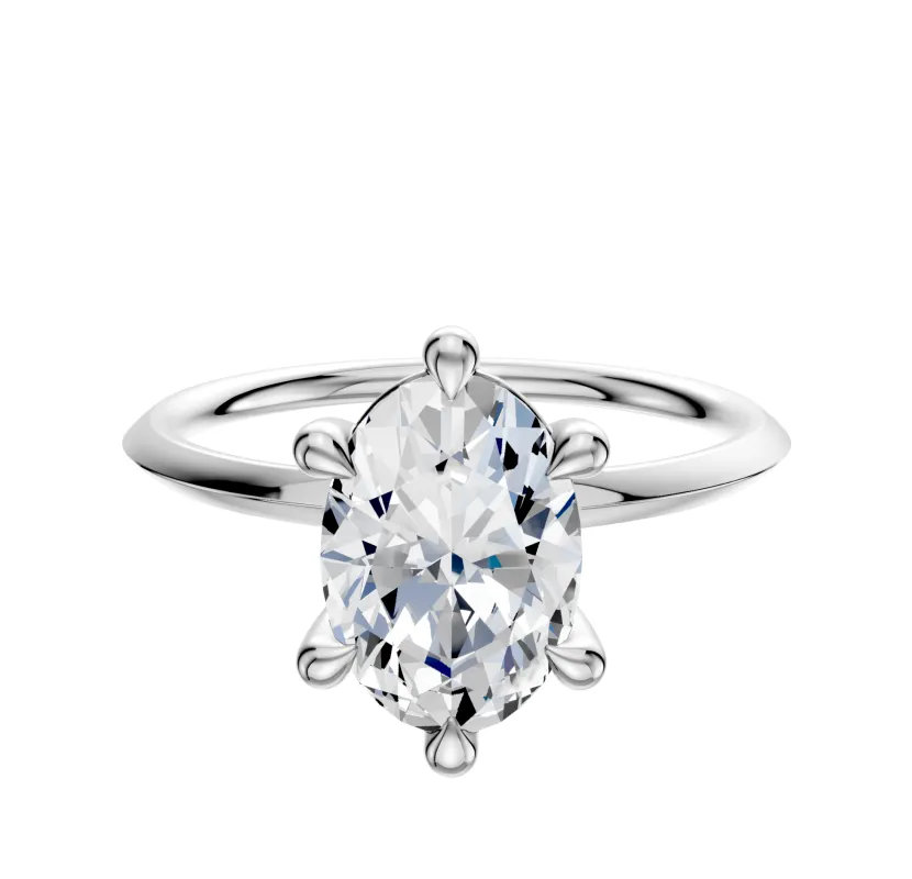 14K White Gold 6 Prong Basket Classic Knife Edge 1.5mm Engagement Ring sold by Promise By Effy