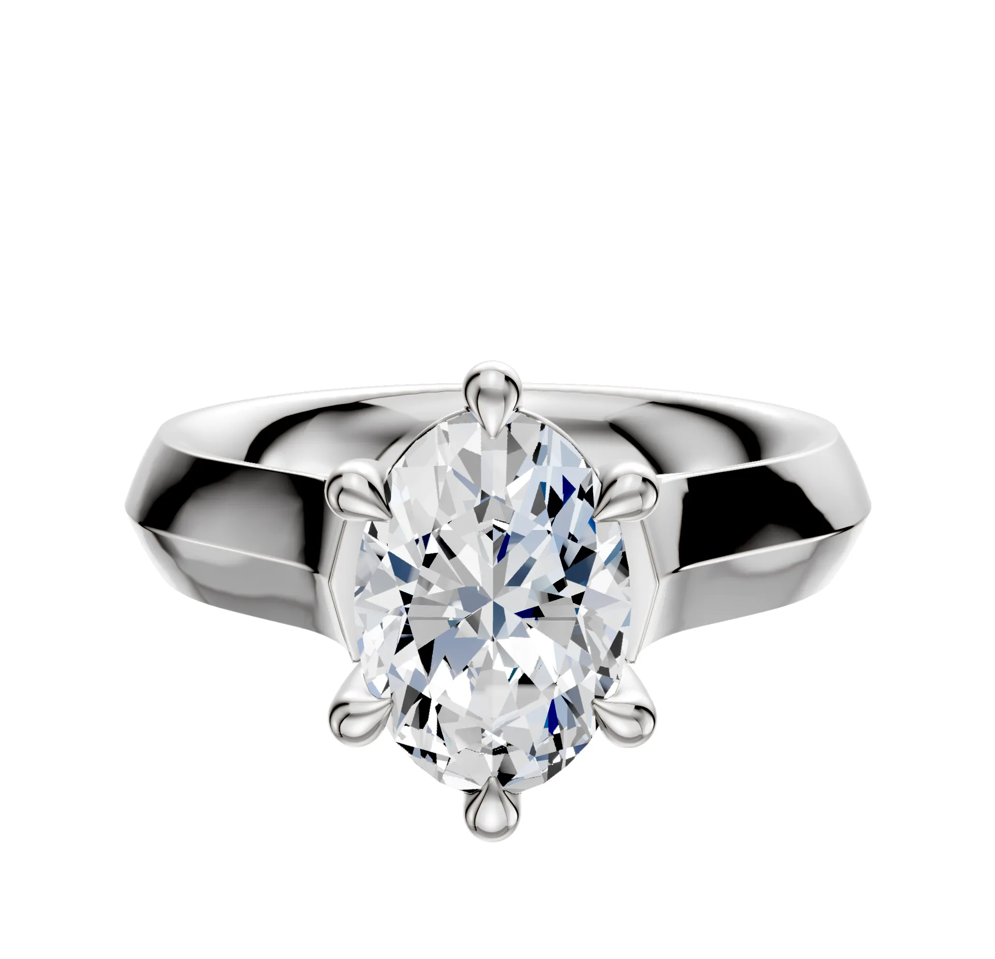 Platinum 6 Prong Basket Cathedral Knife Edge 4.0mm Engagement Ring sold by Promise By Effy