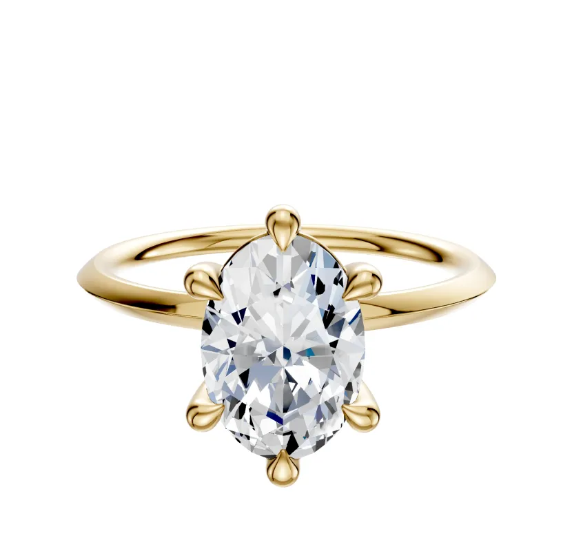 18K Yellow Gold 6 Prong Basket Classic Knife Edge 1.5mm Engagement Ring sold by Promise By Effy