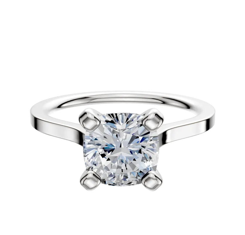 18K White Gold 4 Prong Cathedral Flat 1.5mm Engagement Ring sold by Promise By Effy