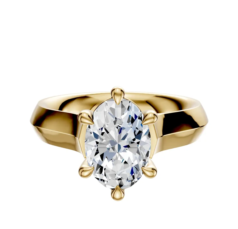 14K Yellow Gold 6 Prong Basket Cathedral Knife Edge 4.0mm Engagement Ring sold by Promise By Effy