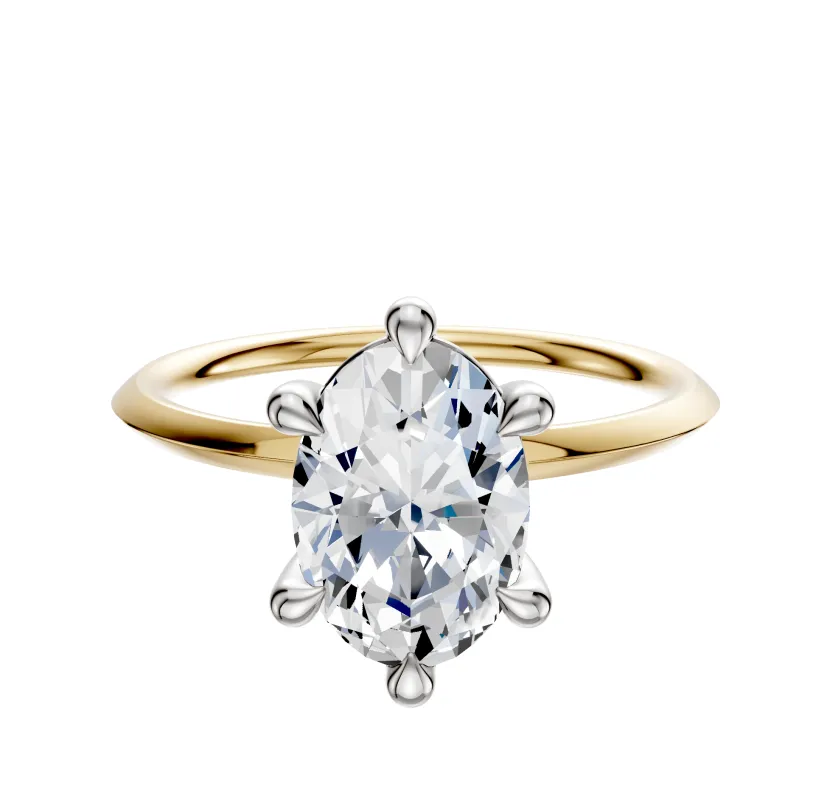 18K Two Tone 6 Prong Basket Classic Knife Edge 1.5mm Engagement Ring sold by Promise By Effy