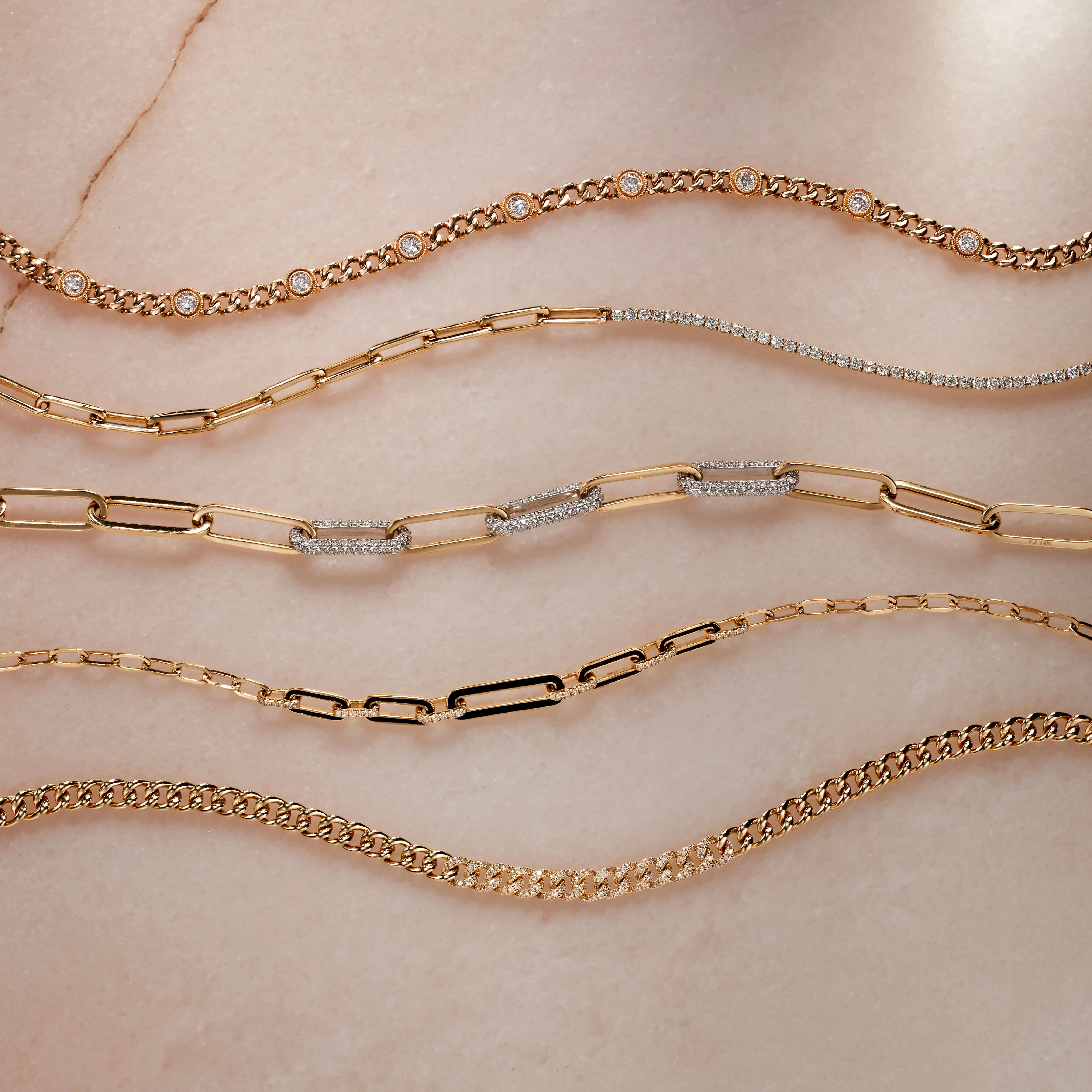 Paperclip Bracelet in Yellow Gold with Diamonds and Enamel sold by Promise By Effy product image thumbnail 4