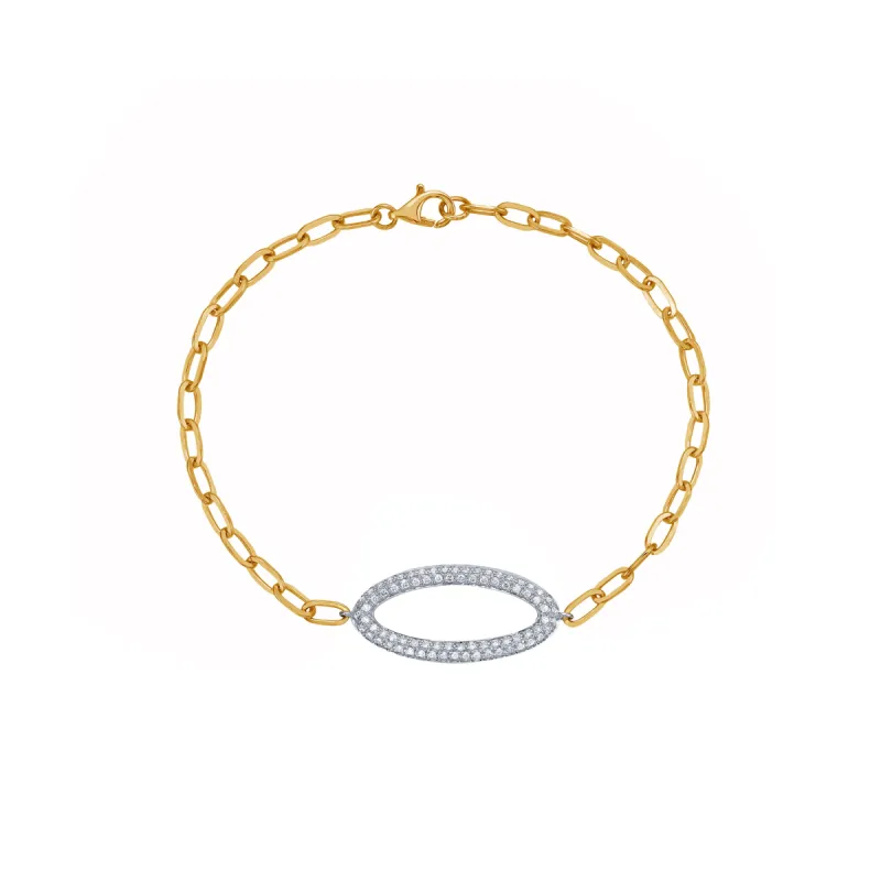 Loop Bracelet in Yellow and White Gold with Diamonds sold by Promise By Effy
