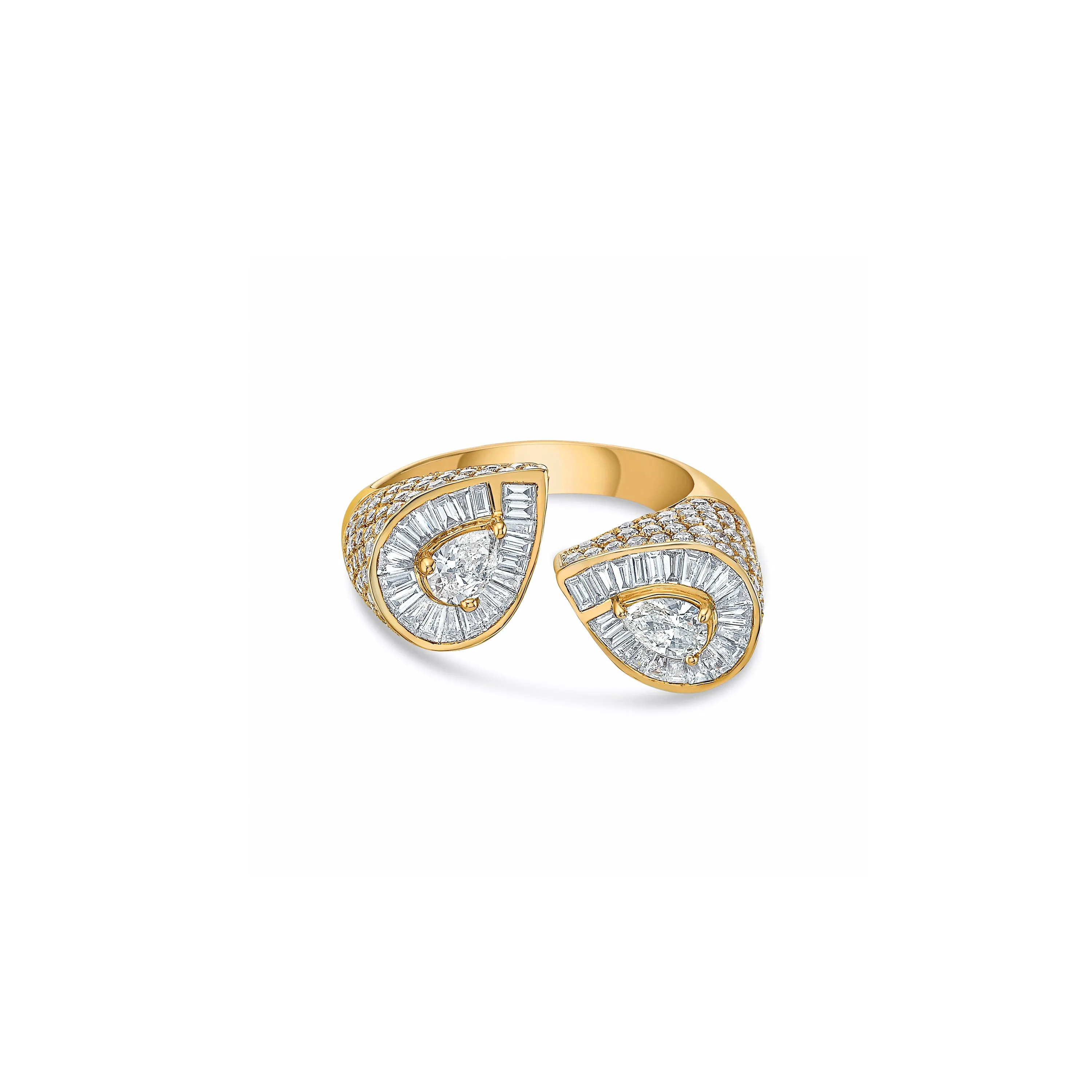 Teardrop Open Ring in Yellow Gold with Diamonds sold by Promise By Effy