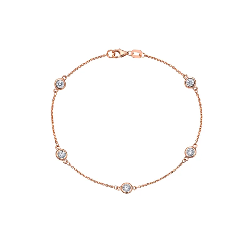 Station Bracelet in Rose Gold with Diamonds made by Promise By Effy