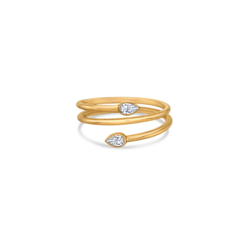 Duo Spiral Ring with Pear Lab Diamonds sold by Promise By Effy