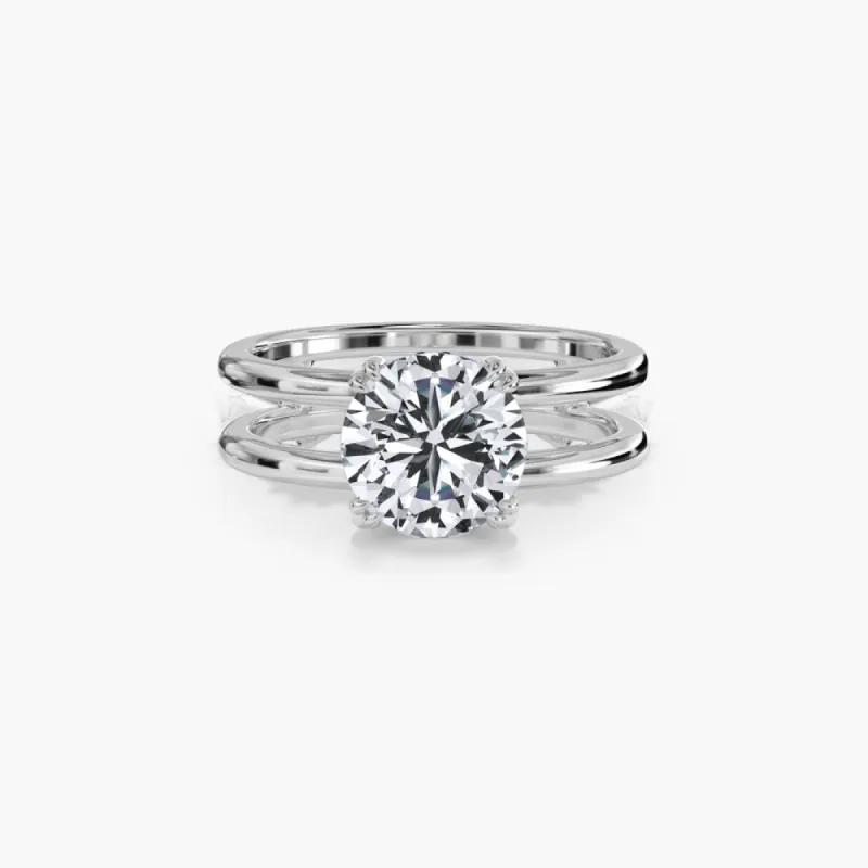 The Double Band Pavé Collar and Hidden Halo Lab Diamond Engagement Ring sold by Promise By Effy