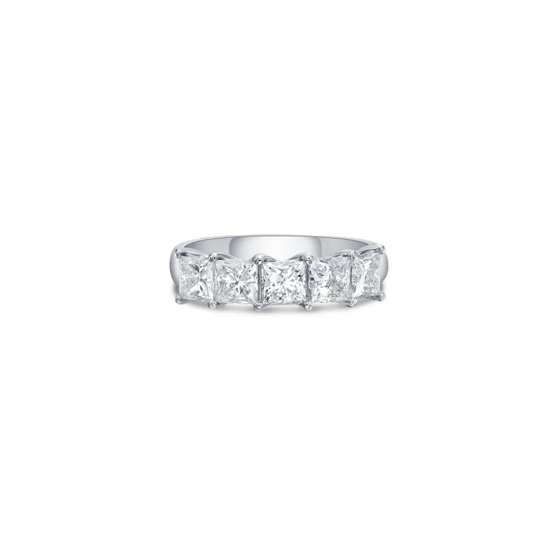 Five Stone Wide Band with Princess Cut Lab Diamonds sold by Promise By Effy