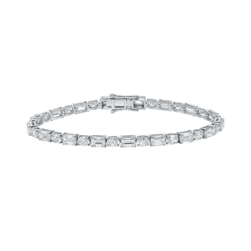 Classic Tennis Bracelet with Oval and Emerald Cut Diamonds sold by Promise By Effy