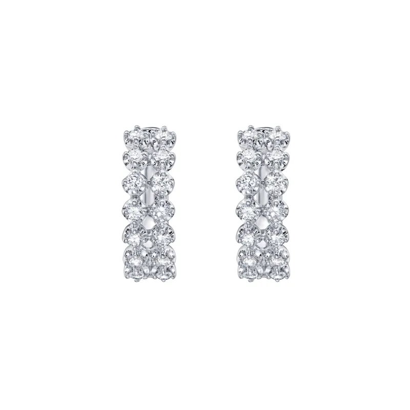 Pixel Hoop Earring in White Gold with Diamonds sold by Promise By Effy